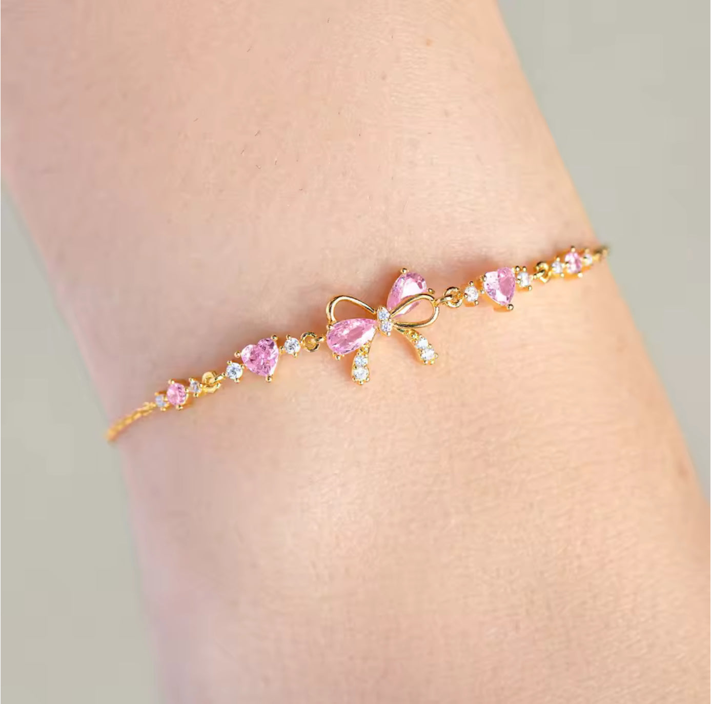 Pink Bowknot Chain Bracelet