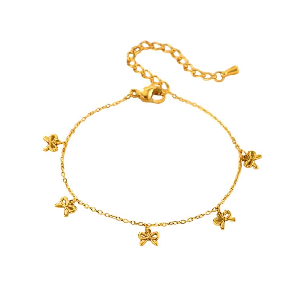 Cute Bowknot Chain Bracelet Gold